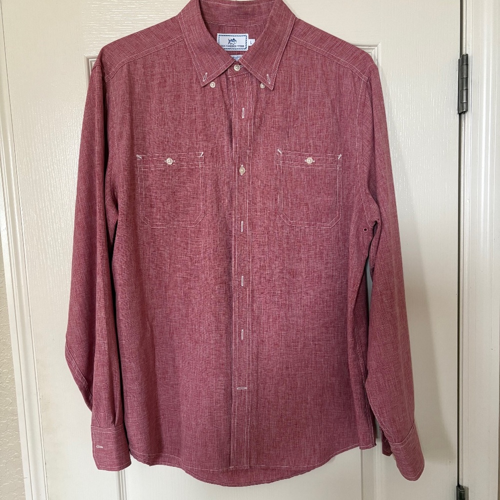 Men's long sleeve performance shirt,  color is like a reddish pink